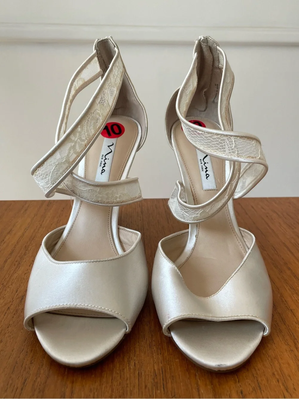 Nina New York Elyana Lace Strap Wedge Shoes Size 10